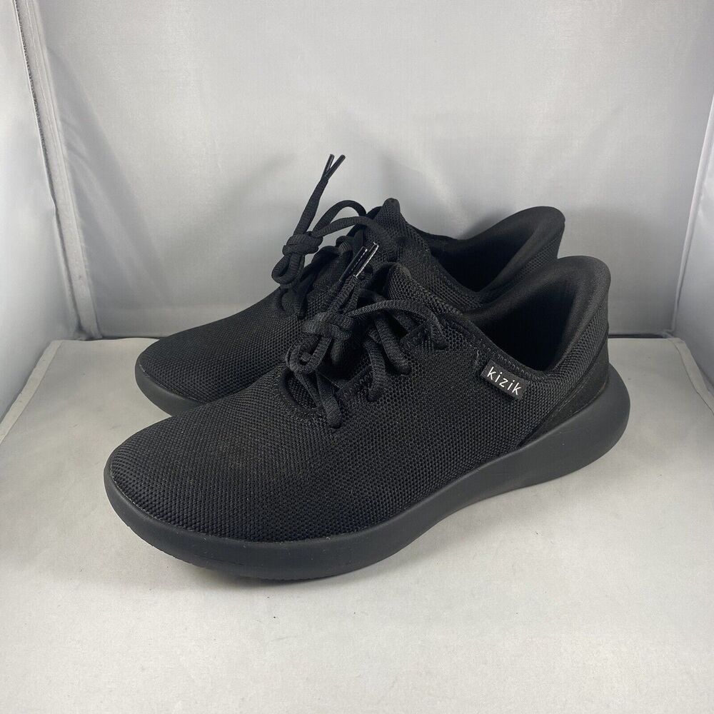 Kizik Sneakers Women's 7.5 Wide Black Madrid Eco Knit Stretch Lace Comfort Shoe